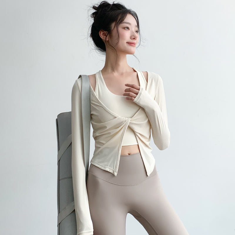 Sports Long-sleeved Shockproof Fitness 2-pieces Top Set