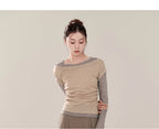 False Two Piece Long Sleeves Activewear Blouse Top
