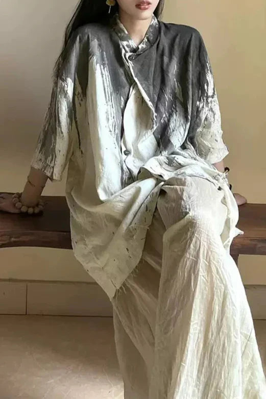 Plant-dyed Irregular Genderless Short-sleeved Shirt