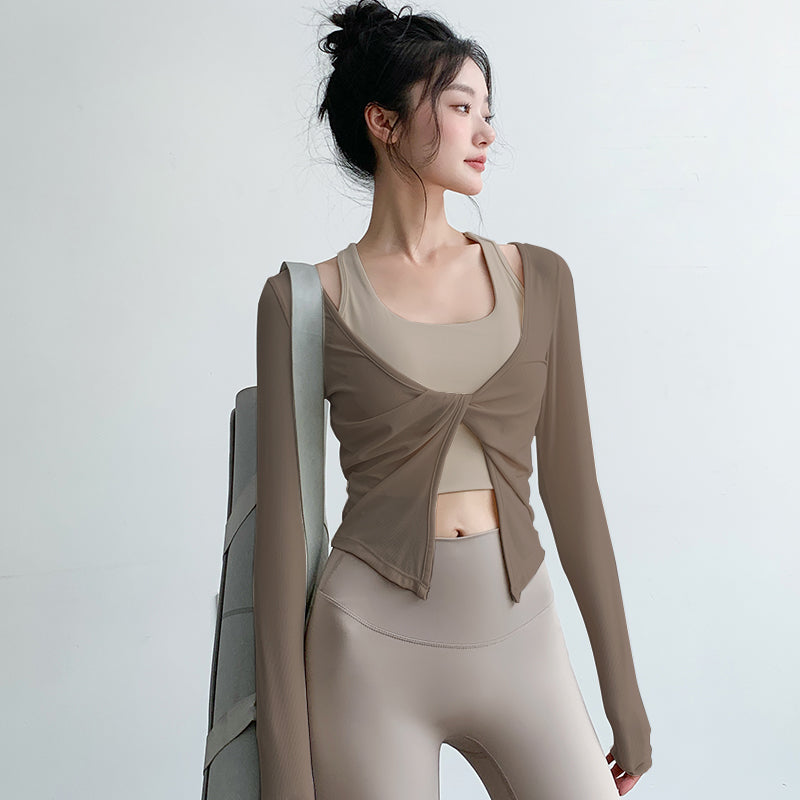 Sports Long-sleeved Shockproof Fitness 2-pieces Top Set