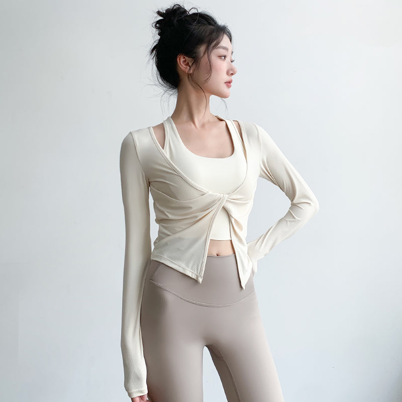 Sports Long-sleeved Shockproof Fitness 2-pieces Top Set