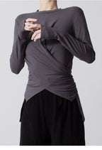 Cross Button Dance Active Blouse Wear