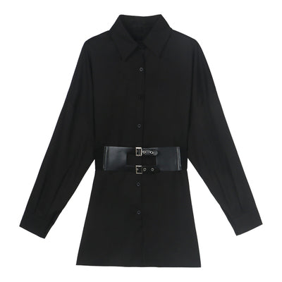 Rivet Yamamoto Black Cool Irregular Shirt & Skirt 2 Pieces Suit