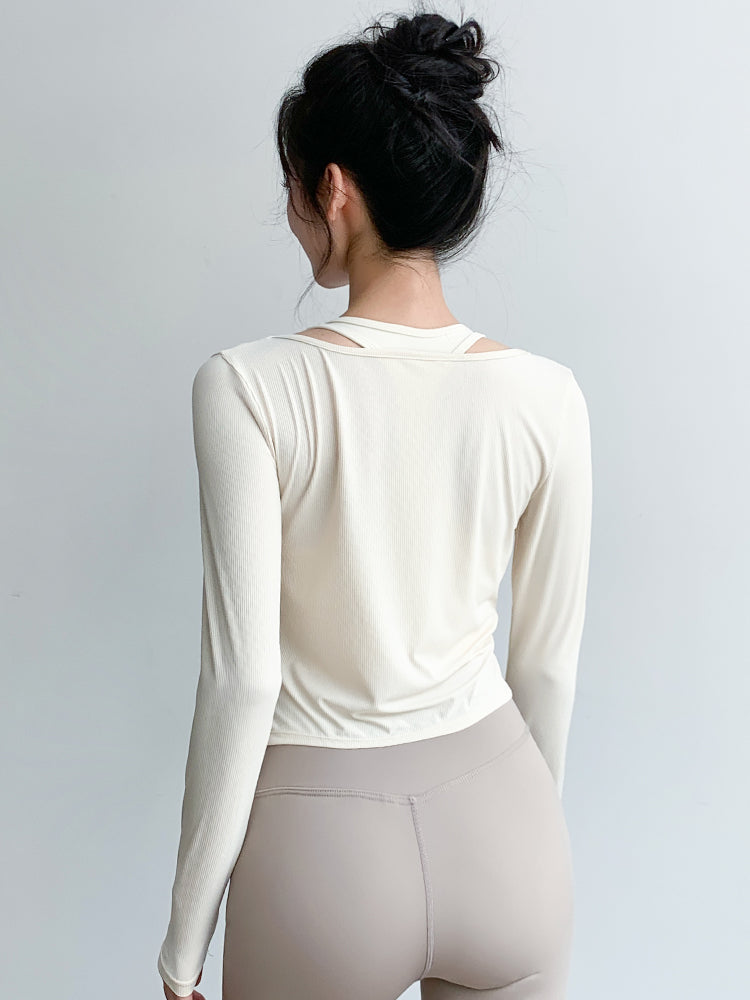 Sports Long-sleeved Shockproof Fitness 2-pieces Top Set