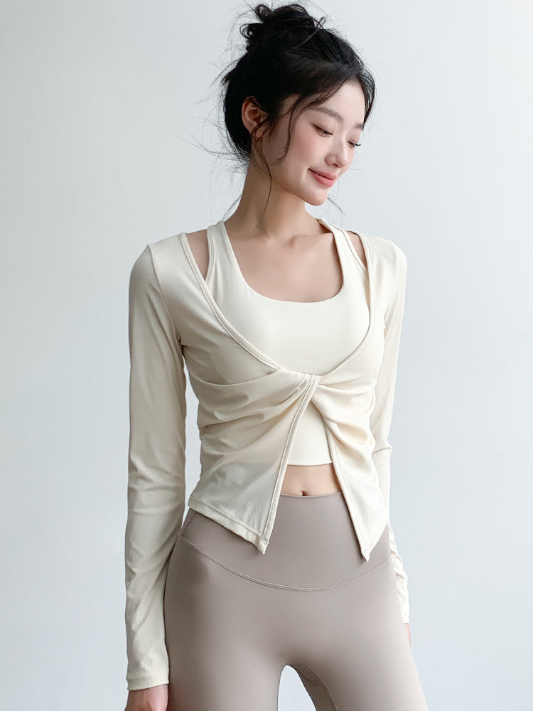 Sports Long-sleeved Shockproof Fitness 2-pieces Top Set