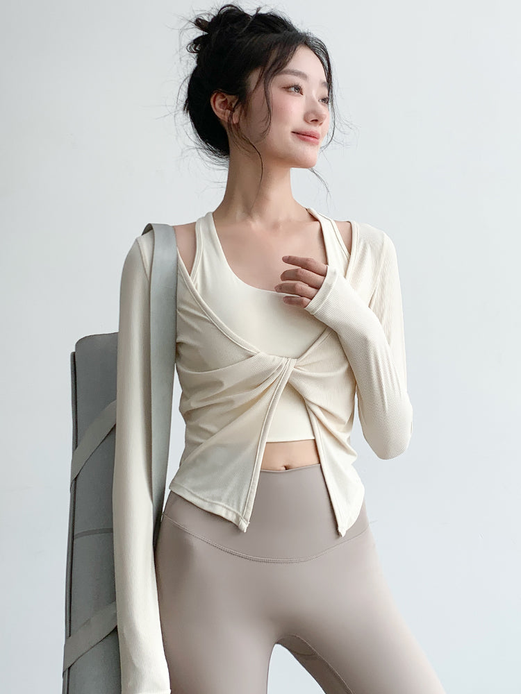 Sports Long-sleeved Shockproof Fitness 2-pieces Top Set