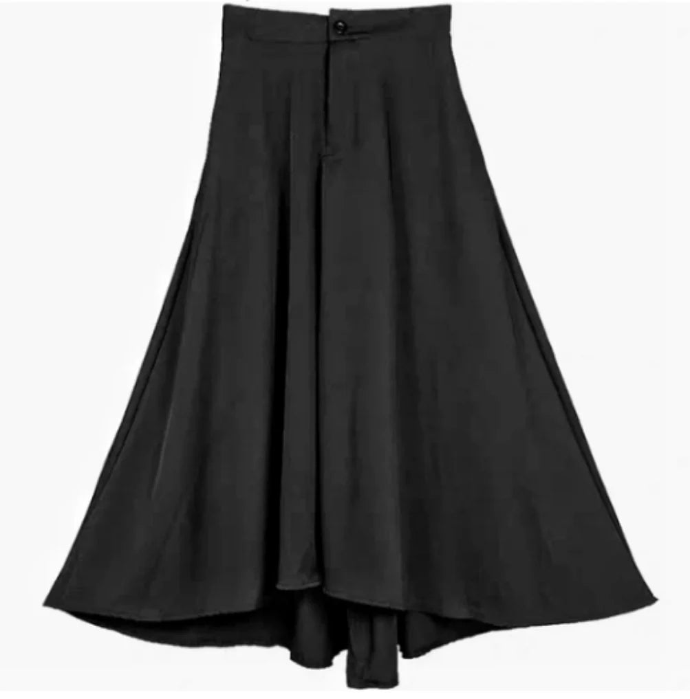 Black Cool Long-sleeved A-line Shirt & Black Skirt 2 Pieces Suit