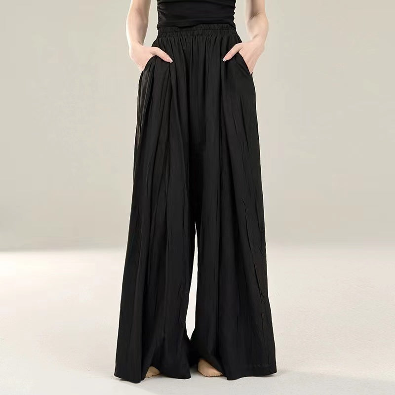 "Black loose-fitting trousers for classical dance casual wear."