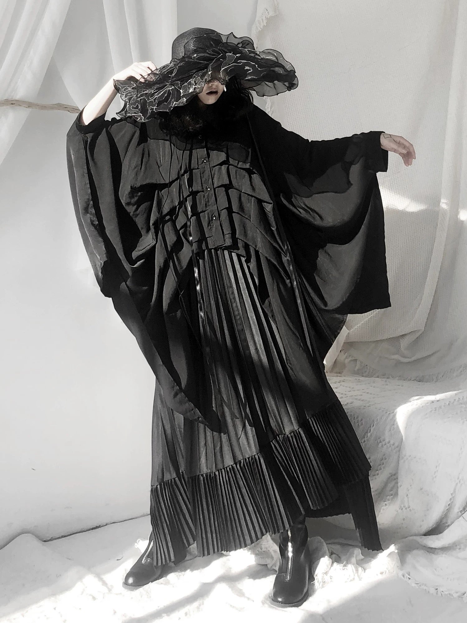 Irregular Bat Sleeve Loose Long Shirt