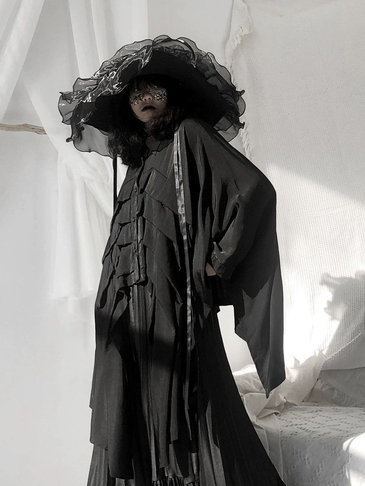 Irregular Bat Sleeve Loose Long Shirt