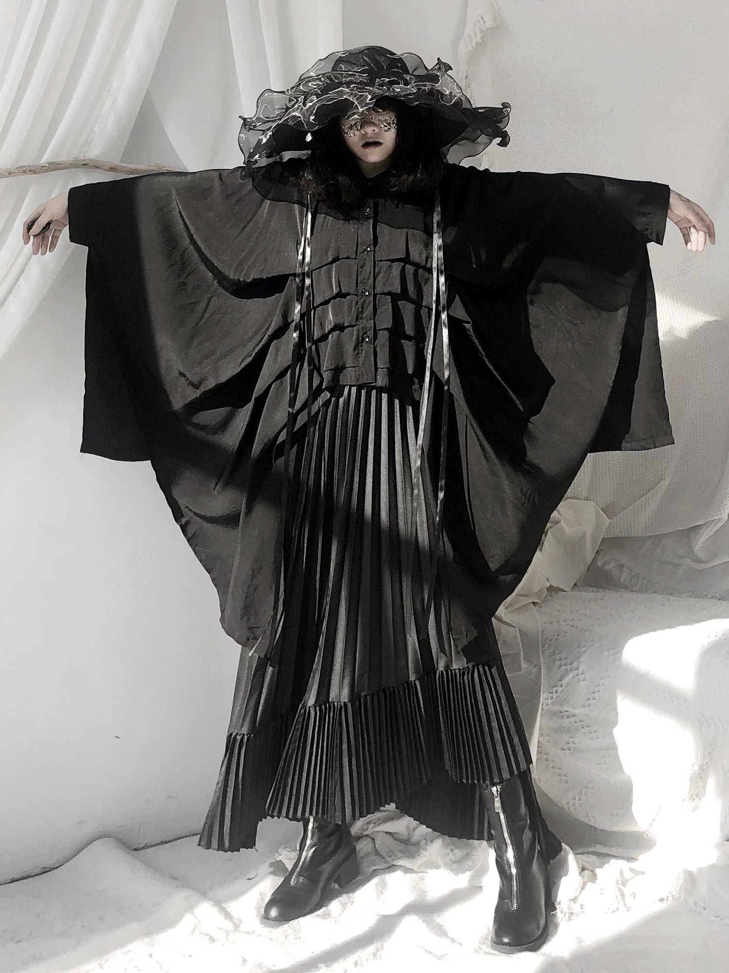 Irregular Bat Sleeve Loose Long Shirt