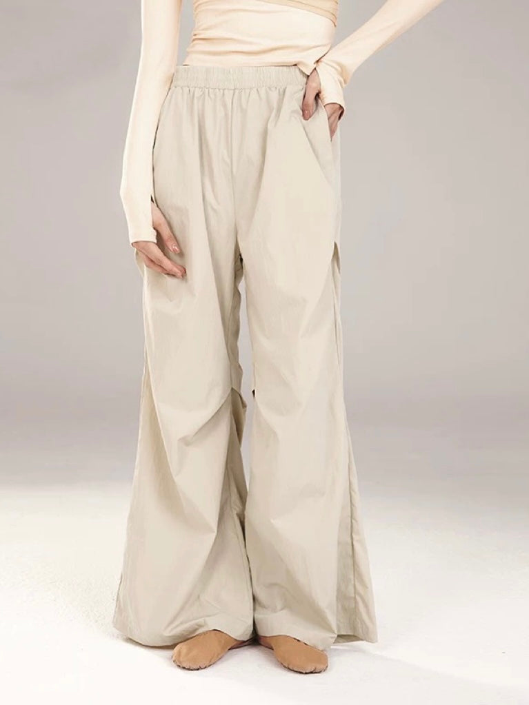 Pleated Straight Wide-leg Overalls