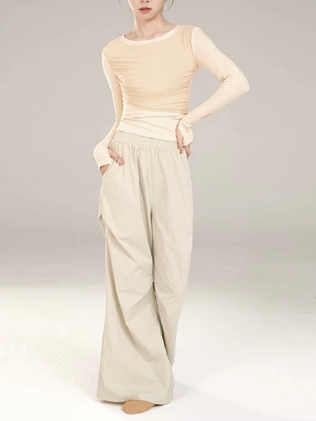 Pleated Straight Wide-leg Overalls