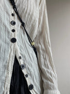 Irregular Pleated Lace-up V-neck Long Shirt