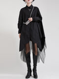 Loose Irregular Swing Patchwork Mesh Shirt Dress