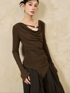 Emerald Beaded Collar Fitted Waist Long sleeves Active Top