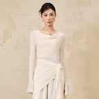 Emerald Beaded Collar Fitted Waist Long sleeves Active Top