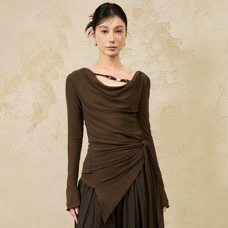 Emerald Beaded Collar Fitted Waist Long sleeves Active Top