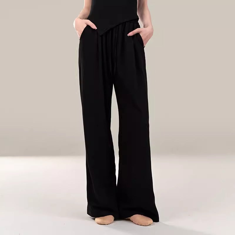 "Black loose-fitting trousers classical dance costume."
