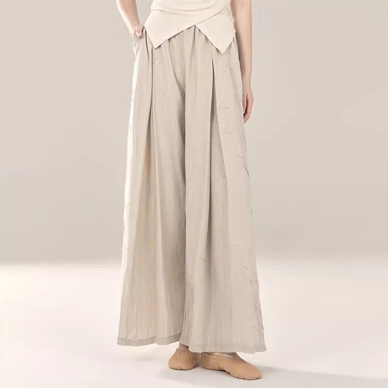 White Classical Dance Costume with Long Pants for Daily Wear"