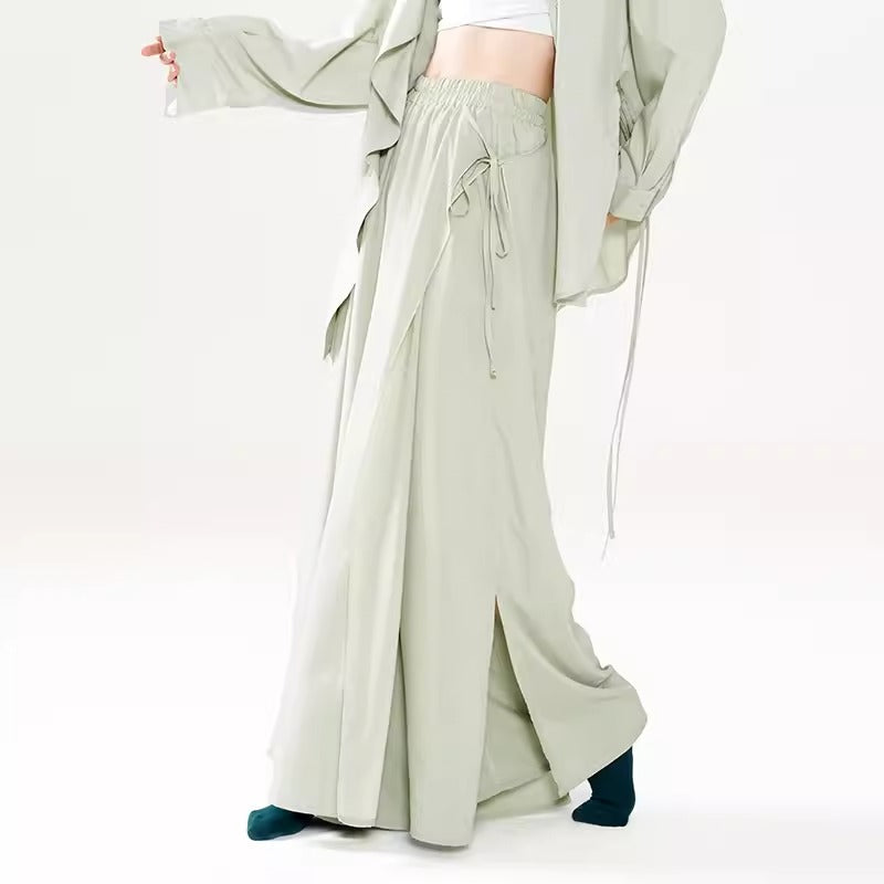 "Green split-leg trousers for classical dance daily wear."