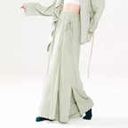 "Green split-leg trousers for classical dance daily wear."