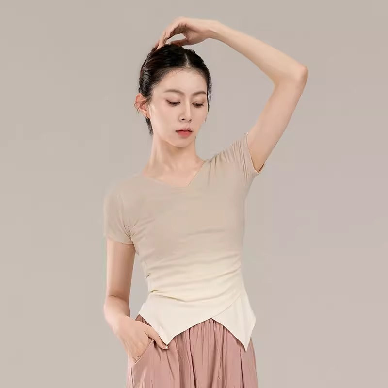 "Brown gradient T-shirt for daily classical dance wear."