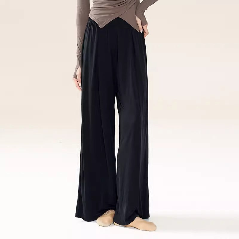 "Black loose-fitting trousers for classical dance in daily wear."