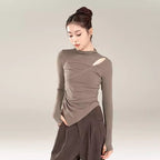 “Coffee-colored shirt classical dance costume daily wear.”