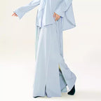 "Light blue slit long trousers classical dance costume daily wear."