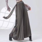 "Grey Long Sleeve Ink Wash Style Dance Costume"