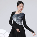 "Black Long Sleeve Ink Wash Style Dance Costume"