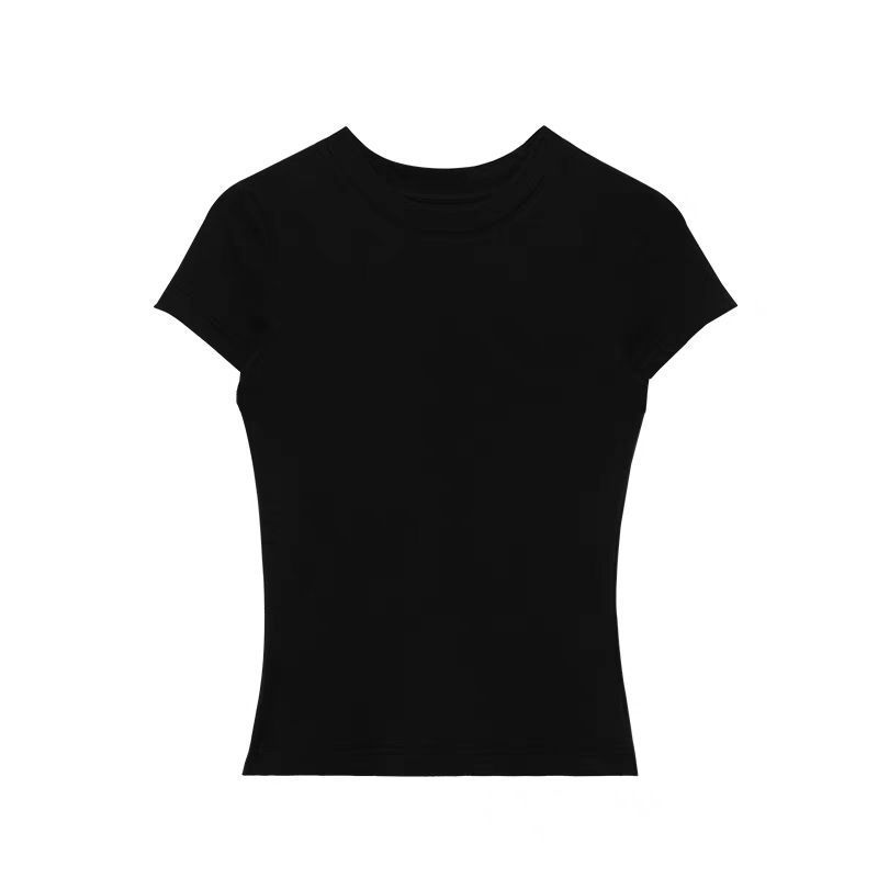 Round neck high-elastic slim-fit T-shirt.