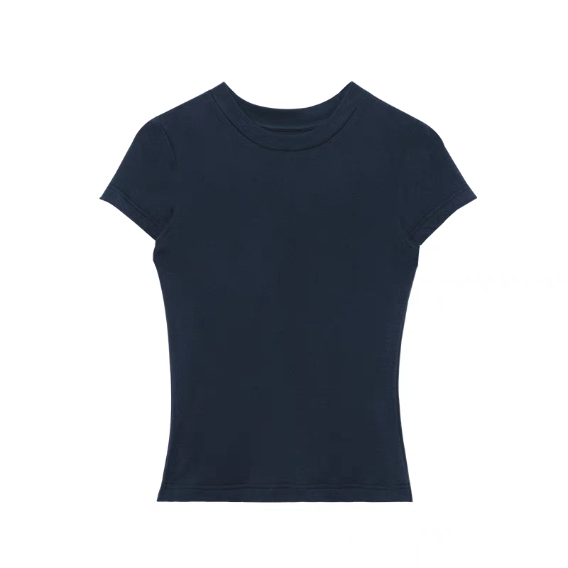 Round neck high-elastic slim-fit T-shirt.