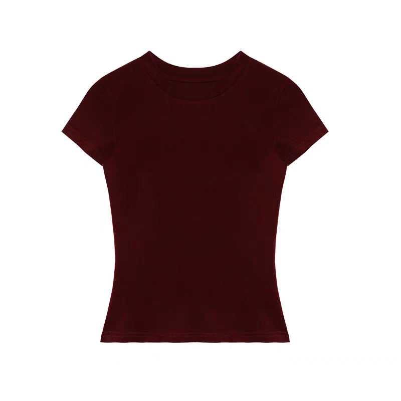 Round neck high-elastic slim-fit T-shirt.