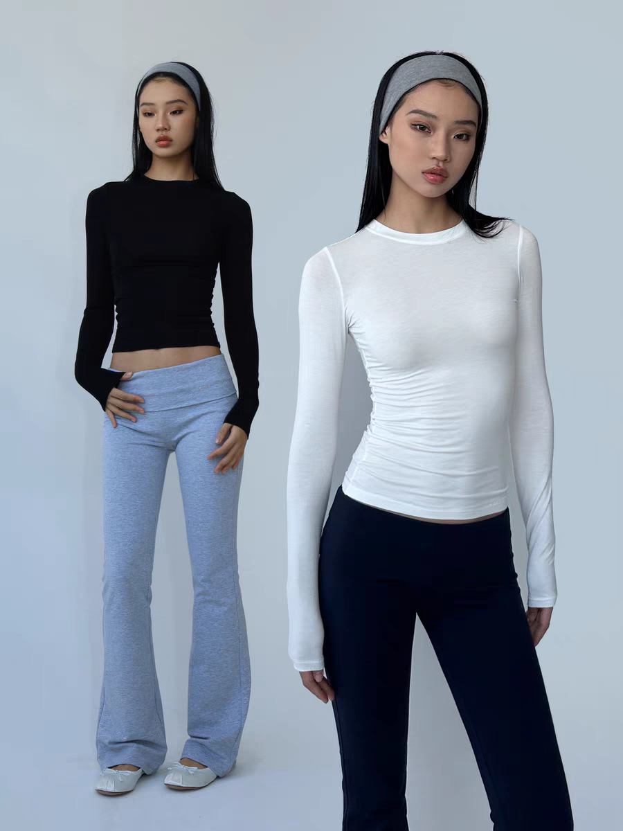 Round neck thin slim fit shirt