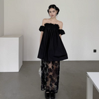 Elegant black mesh dress.