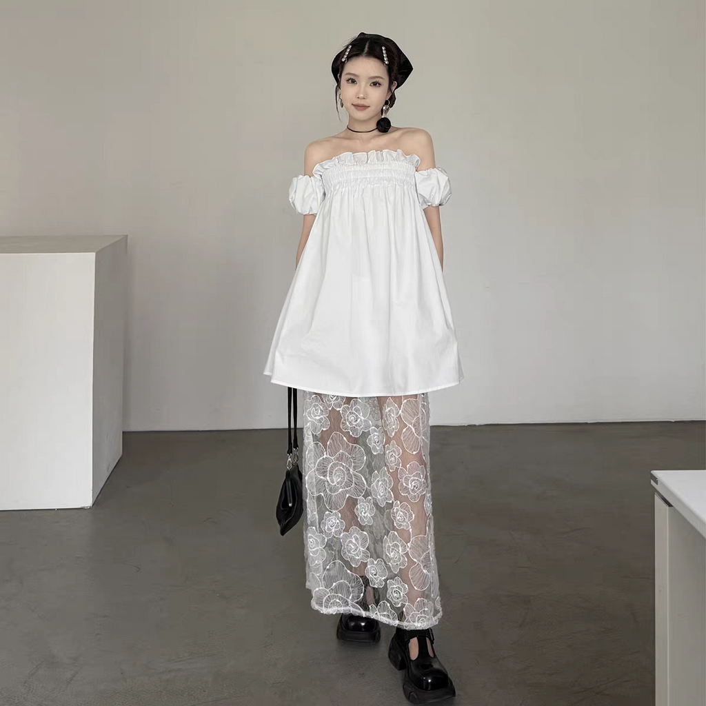 Elegant black mesh dress.