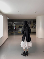 Cool Black Shirt White Skirt 2 Pieces Set