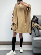 Casual and fashionable V-neck solid color T-shirt