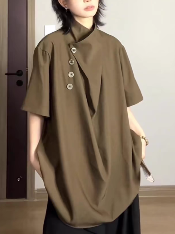 Irregularly designed niche ice silk T-shirt