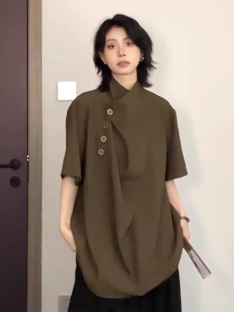 Irregularly designed niche ice silk T-shirt