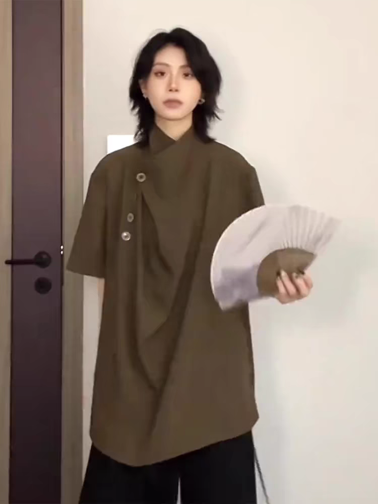 Irregularly designed niche ice silk T-shirt