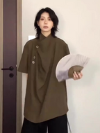 Irregularly designed niche ice silk T-shirt